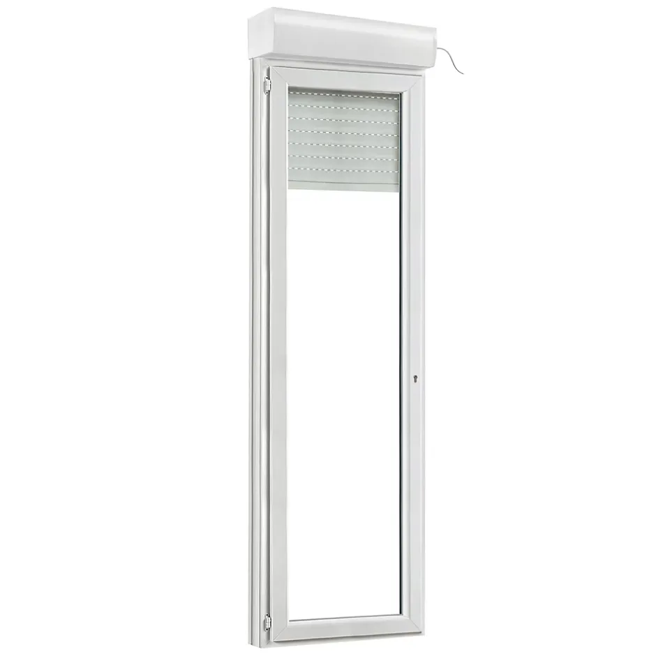 GoodHome Porte fenêtre PVC 1 vantail tirant + volet roulant électrique blanc - l.80 x h.215 cm, tirant gauche