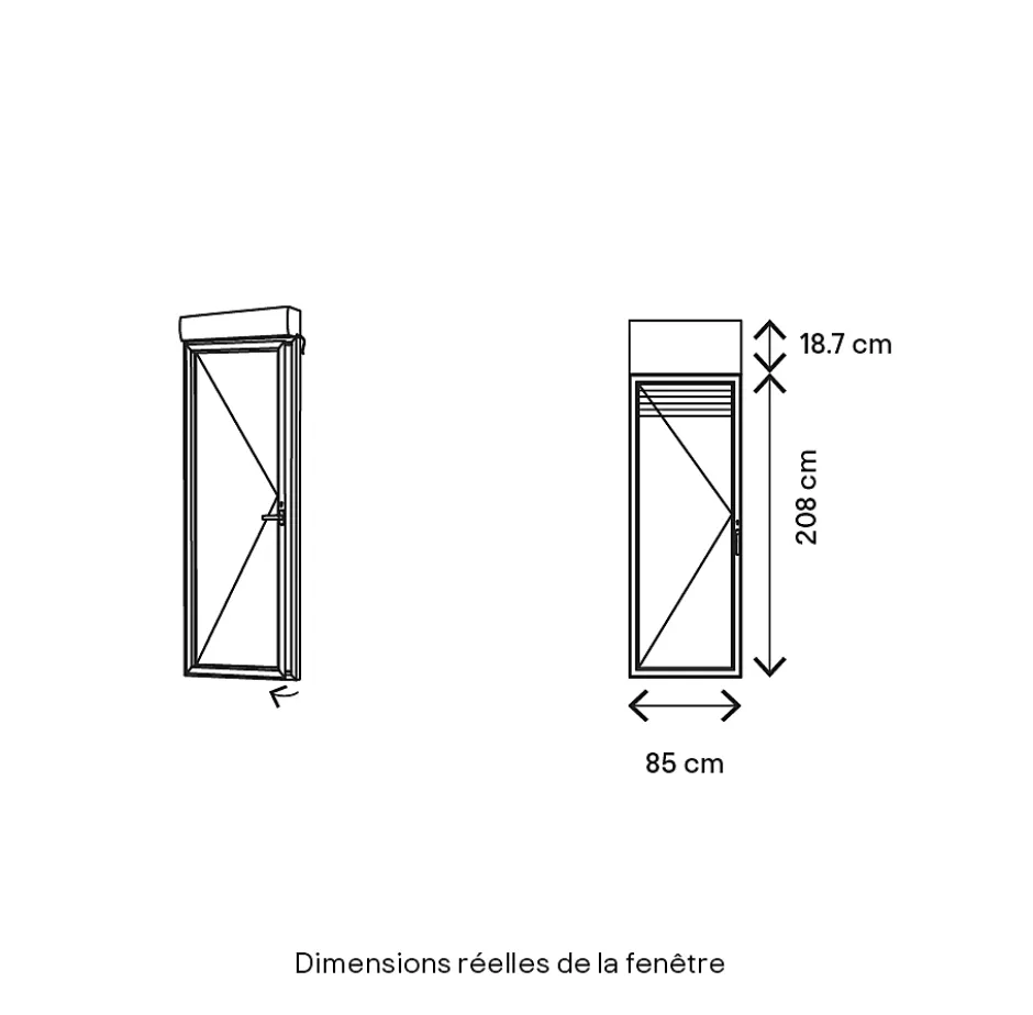 Porte fenêtre PVC 1 vantail tirant + volet roulant électrique blanc - l.80 x h.205 cm, tirant gauche-GoodHome Outlet