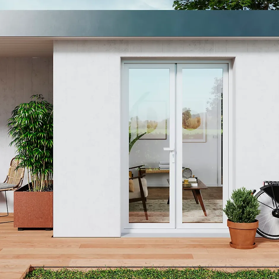 GoodHome Porte fenêtre PVC 2 vantaux blanc - l.120 x h.205 cm, tirant droit