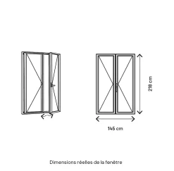 Porte fenêtre PVC 2 vantaux blanc - l.140 x h.215 cm, tirant droit-GoodHome Hot