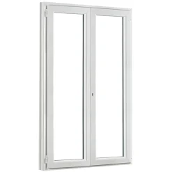 Porte fenêtre PVC 2 vantaux blanc - l.140 x h.215 cm, tirant droit-GoodHome Hot