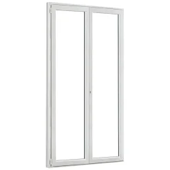Porte fenêtre PVC 2 vantaux blanc - 100 x h.215 cm, tirant droit-GoodHome Outlet