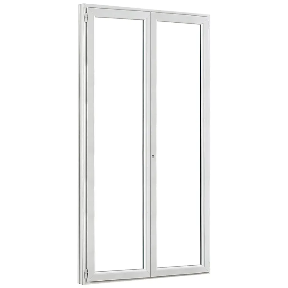Porte fenêtre PVC 2 vantaux blanc - 100 x h.215 cm, tirant droit-GoodHome Outlet