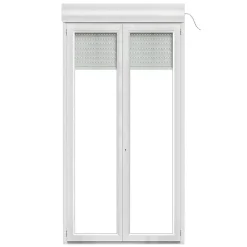 GoodHome Porte fenêtre PVC 2 vantaux tirant + volet roulant électrique blanc - l.140 x h.215 cm, tirant droit