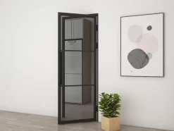 Schulte Porte intérieure loft en verre - bloc-porte - 83x211 - noir mat - verre fumé - 3 vitrages - tirant droit