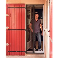 Porte moustiquaire gris avec enrouleur 140 x 225 cm-Werka Pro Discount