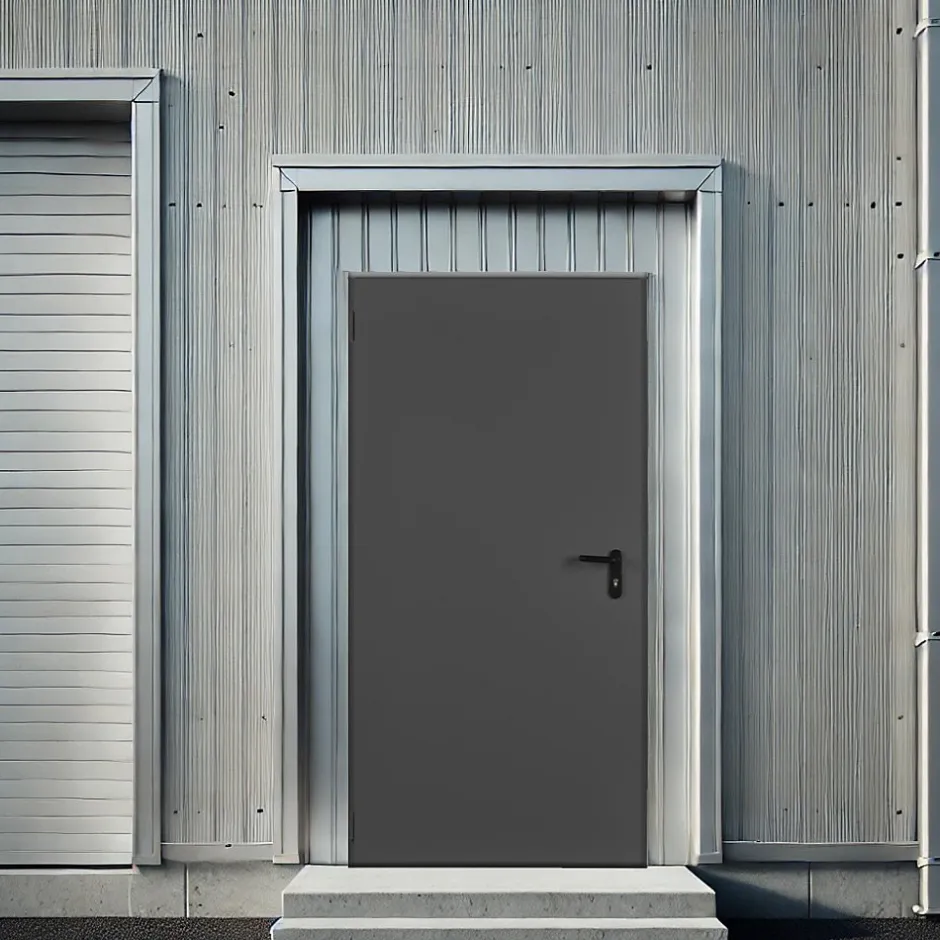 4M Porte Métallique Industrielle De Service Isolée Réversible L900 H2150 RAL7016 En Applique