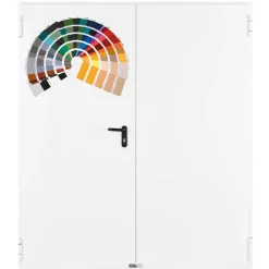 Porte Métallique Industrielle Coupe Feu 1H Double Poussant Droit L900+900 H2050 RAL9010 En Applique-4M Clearance