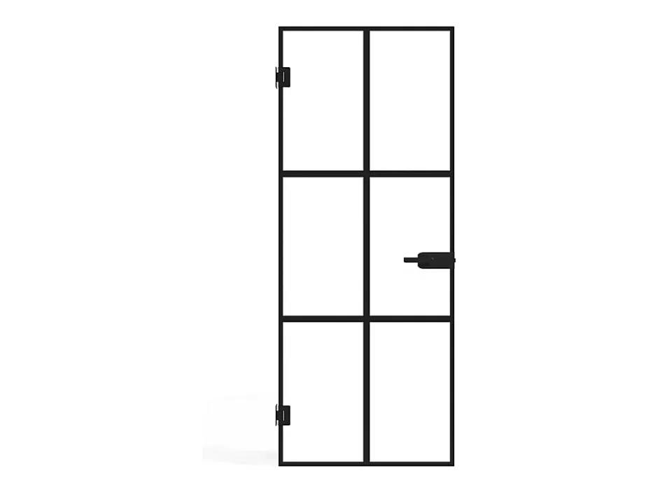 Porte réversible sans bâti en verre trempé - Noir - H204 x L73 cm - SEROTO-Vente-unique New