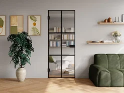 Porte réversible sans bâti en verre trempé - Noir - H204 x L73 cm - SEROTO-Vente-unique New