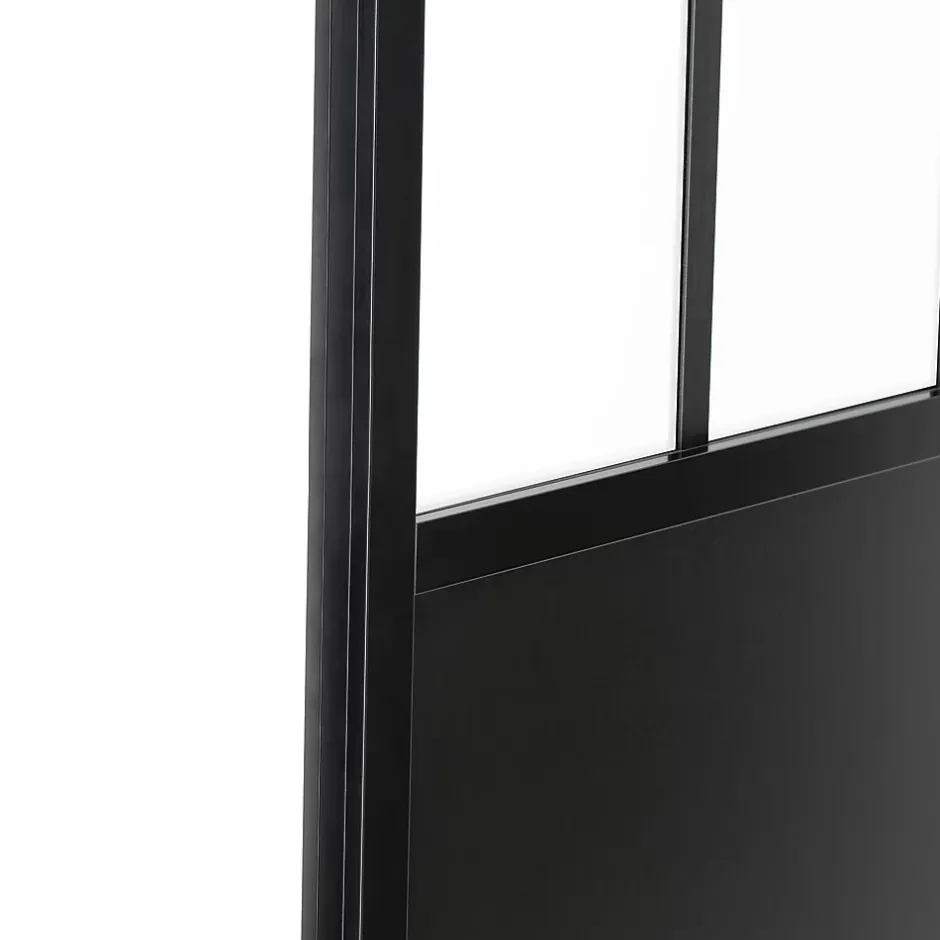 Porte seule 3 carreaux vitrés opaques, coloris noir mat H.204 x l.83cm