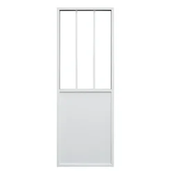 Porte seule 3 carreaux vitrés transparents, coloris blanc H.204 x l.83cm- Outlet