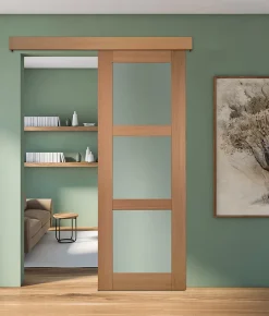 Lynporte Porte seule 3 Vitrages URSA bois chêne européen 2040 x 730