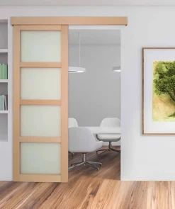 Porte seule NOVA2 4 Vitrages bois hêtre 2040 x 630-Lynporte Discount