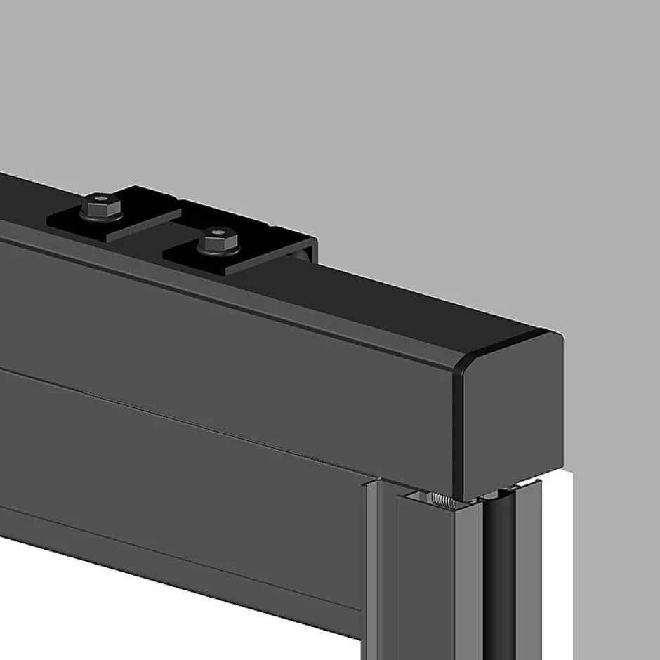 Porte simple coulissante droite H 2088 x L 1067 mm - 3 verres horizontaux - trempé 6 mm clair - gris-MySystem Discount