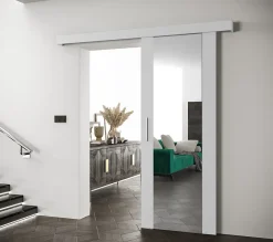Abiks Meble Portes coulissantes Salwador II 90x204 cm (Blanc / Blanc / Argent)