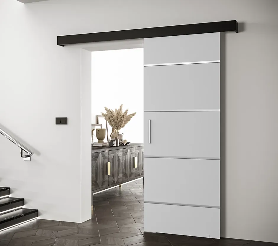 Portes coulissantes Salwador IV 70x204 cm (Blanc / Noir / Argent)-Abiks Meble Best