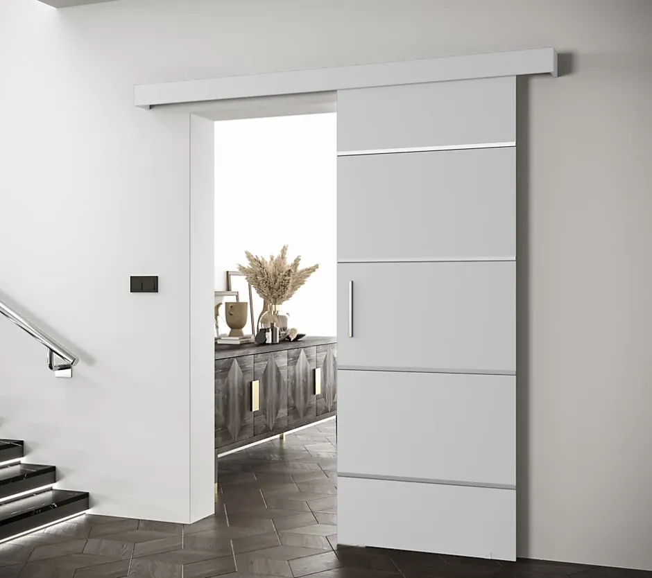 Portes coulissantes Salwador IV 90x204 cm (Blanc / Blanc / Argent)-Abiks Meble Online