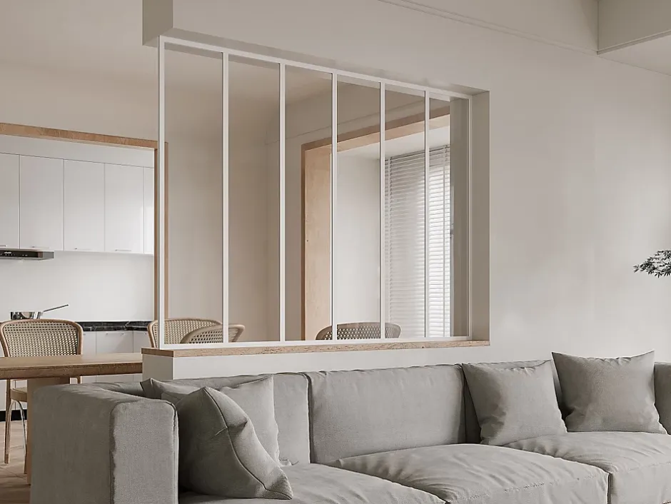 Vente-unique Poteau de terminaison pour verrière en aluminium thermolaqué - H105 cm - Blanc - BAYVIEW