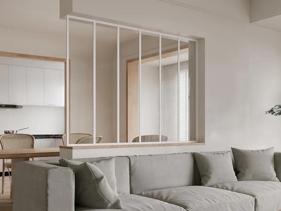 Vente-unique Poteau de terminaison pour verrière en aluminium thermolaqué - H105 cm - Blanc - BAYVIEW