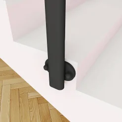 AICA Sanitaire Poteau Garde-Corps en aluminium noir L.890 mm - Pose suspendue ou latérale, idéal intérieur et extérieur