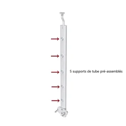 Poteau Garde-Corps en aluminium argent L.890 mm - Pose suspendue ou latérale, idéal intérieur et extérieur-AICA Sanitaire Outlet