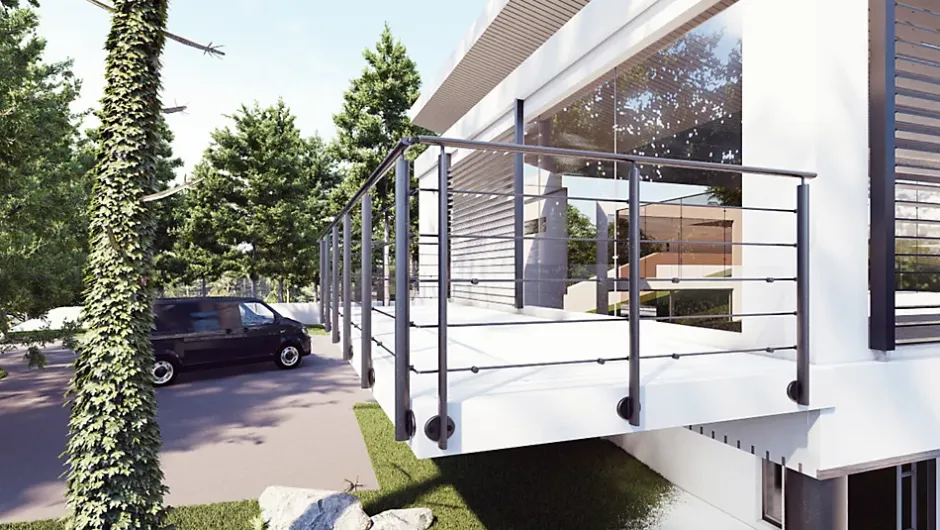 Poteau garde-corps pose latérale Prestio ral 9005-Kordo Sale