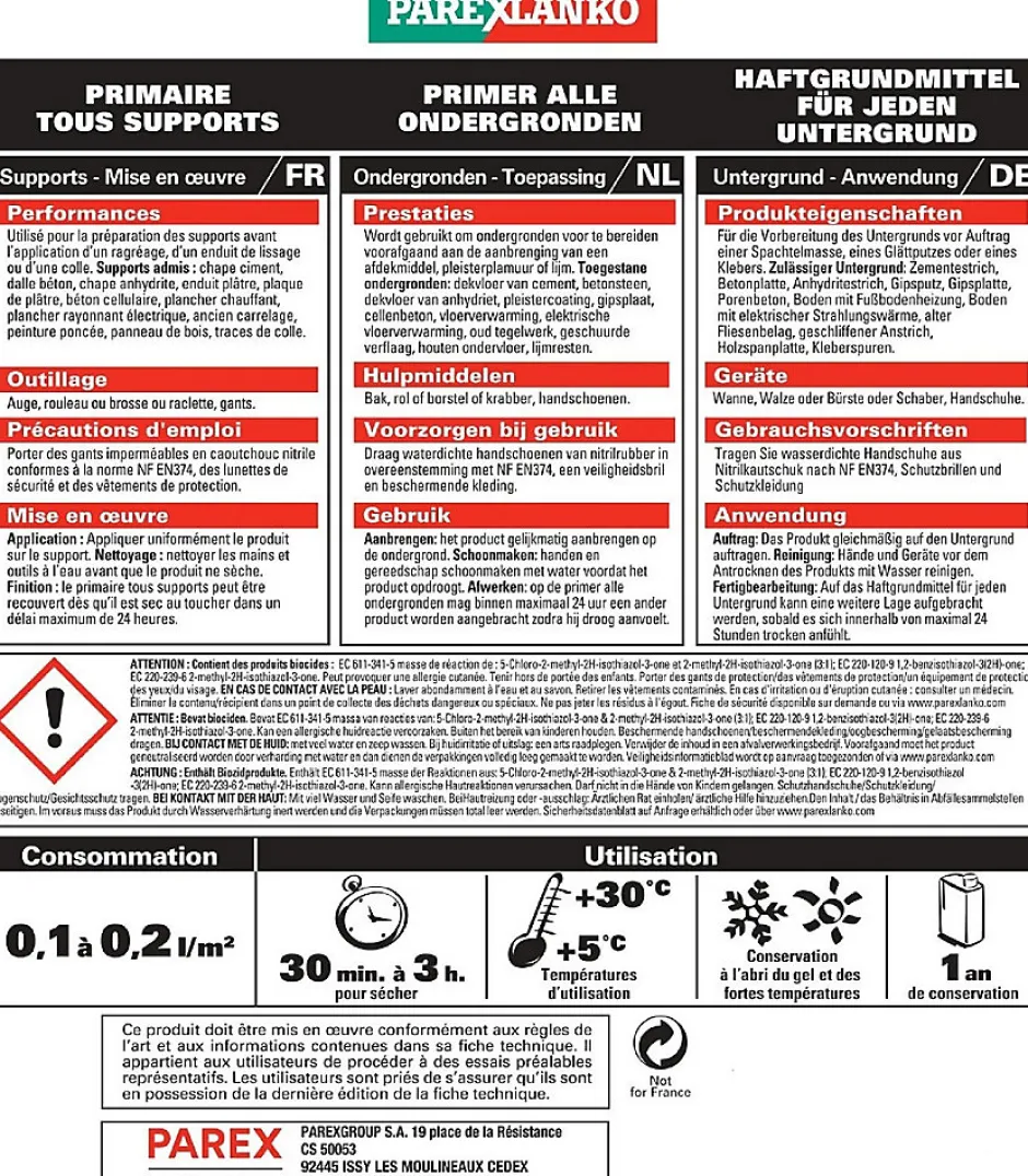 Parexlanko Primaire tous supports 0,5L