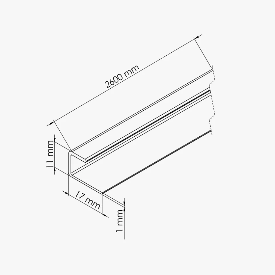 Tecnoprofils Profil d'Arrêt PVC 8 mm - Longueur 2.60 m - Blanc