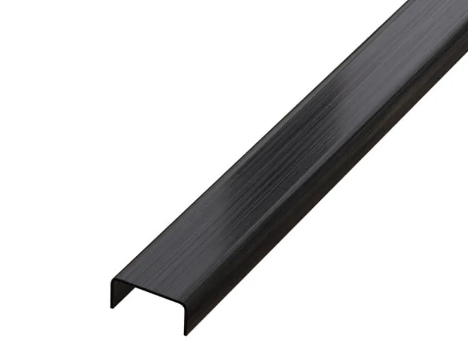 Ilcom Profilé décoratif C en acier inoxydable pour carrelage Noir satiné - 40 mm x 2440 mm x 0,65 ep.