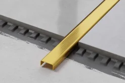 Ilcom Profilé décoratif C en acier inoxydable pour carrelage Or satiné - 10 mm x 2700 mm x 0,65 ep.