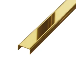 Ilcom Profilé décoratif C en acier inoxydable pour carrelage Or poli - 20 mm x 2700 mm x 0,65 ep.