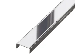 Ilcom Profilé décoratif C en acier inoxydable pour carrelage Argent poli - 10 mm x 2440 mm x 0,65 ep.