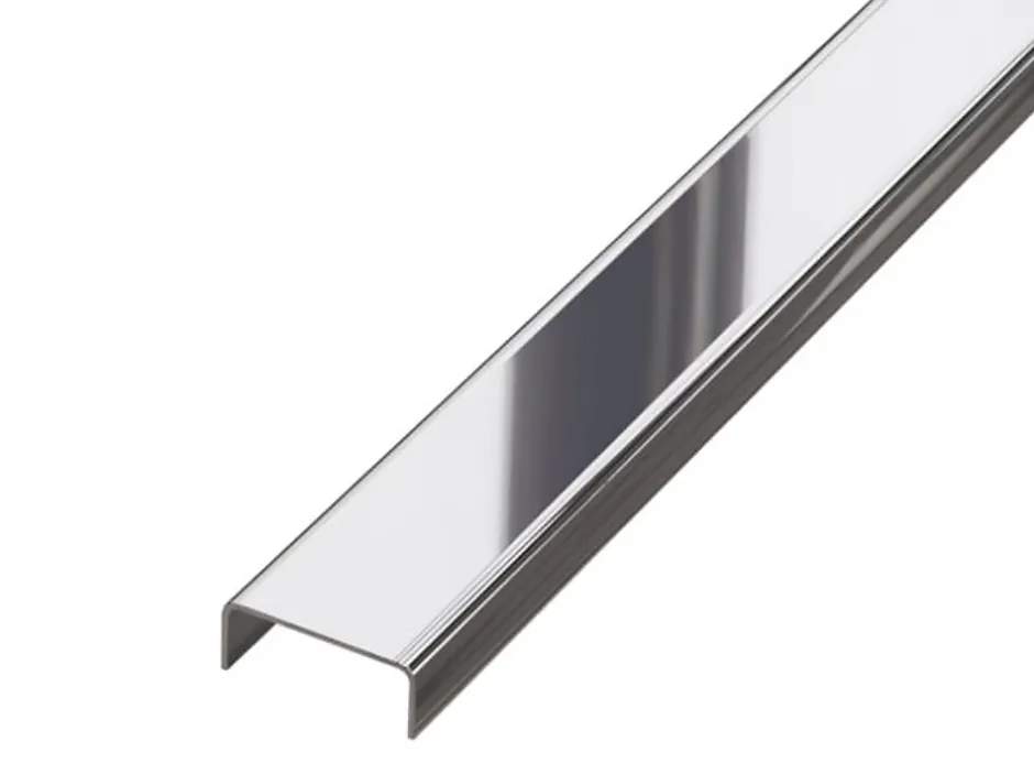 Ilcom Profilé décoratif C en acier inoxydable pour carrelage Argent poli - 10 mm x 2440 mm x 0,65 ep.