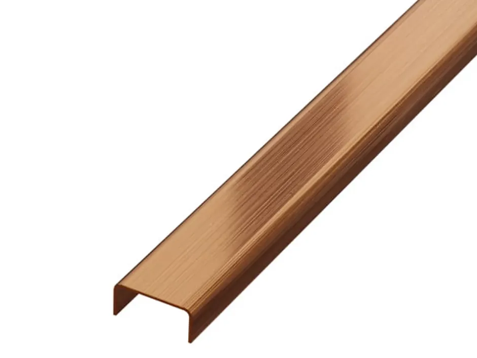 Ilcom Profilé décoratif C en acier inoxydable pour carrelage Cuivre satiné - 40 mm x 2700 mm x 0,65 ep.