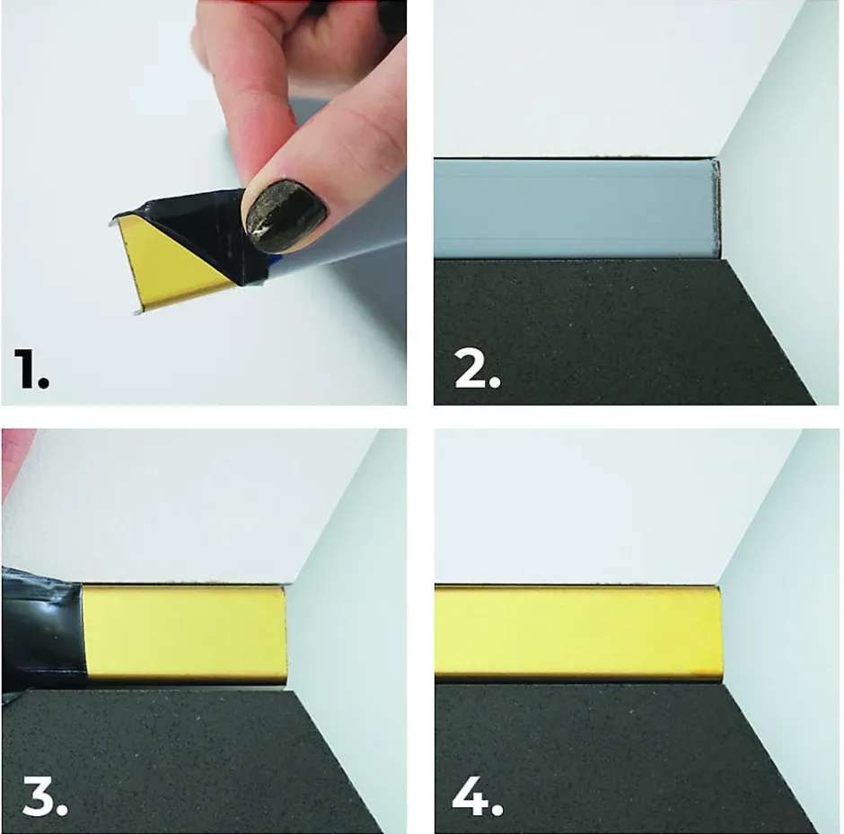 Profilé décoratif C en acier inoxydable pour carrelage Or satiné - 20 mm x 2440 mm x 0,65 ep.-Ilcom Discount