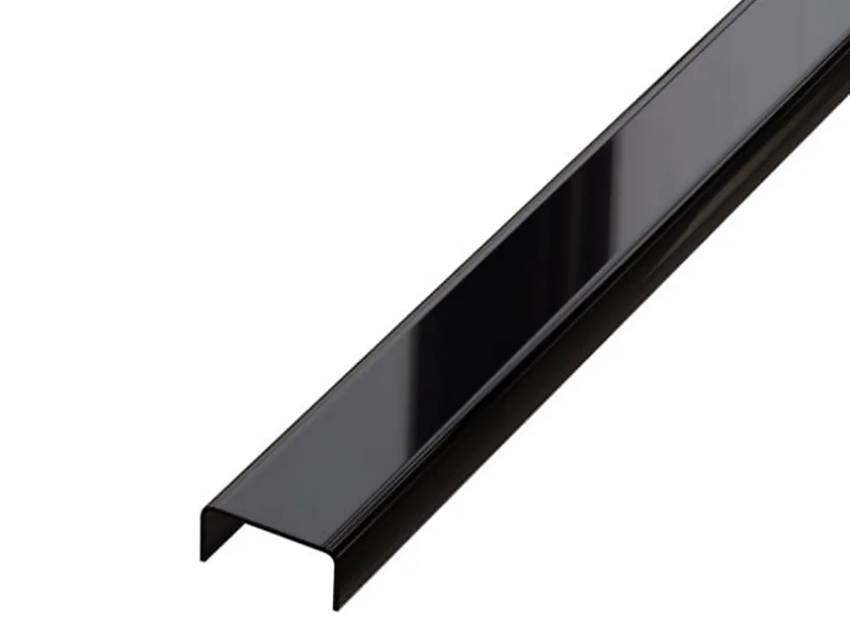 Profilé décoratif C en acier inoxydable pour carrelage Noir poli - 10 mm x 2700 mm x 0,65 ep.-Ilcom New