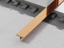 Profil décoratif T en acier inoxydable pour couvrir jonction Cuivre poli - 20mm X 10mm X 2700mm-Ilcom Clearance