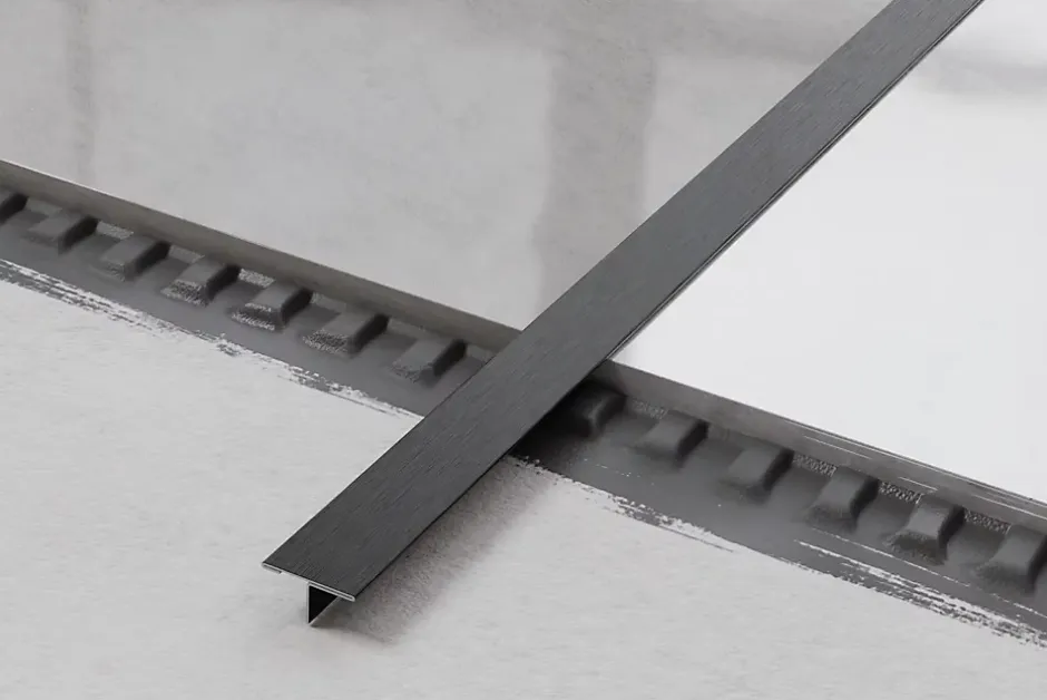 Profil décoratif T en acier inoxydable pour couvrir jonction Noir satiné - 20mm X 10mm X 2440mm-Ilcom Outlet