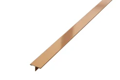 Ilcom Profil décoratif T en acier inoxydable pour couvrir jonction Cuivre satiné - 20mm X 10mm X 2440mm