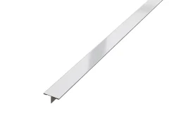 Ilcom Profil décoratif T en acier inoxydable pour couvrir jonction Argent satiné - 20mm X 10mm X 2440mm