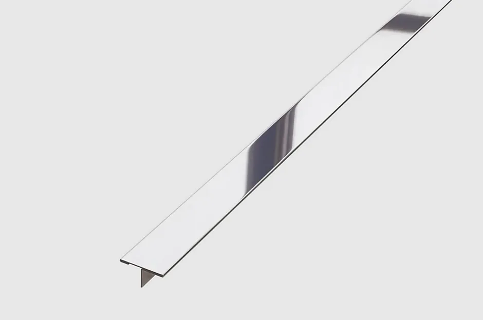 Ilcom Profil décoratif T en acier inoxydable pour couvrir jonction Argent poli - 20mm X 10mm X 2440mm