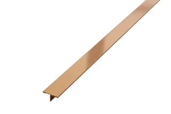 Profil décoratif T en acier inoxydable pour couvrir jonction Cuivre satiné - 20mm X 10mm X 2700mm-Ilcom Sale