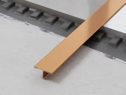 Profil décoratif T en acier inoxydable pour couvrir jonction Cuivre satiné - 20mm X 10mm X 2700mm-Ilcom Sale