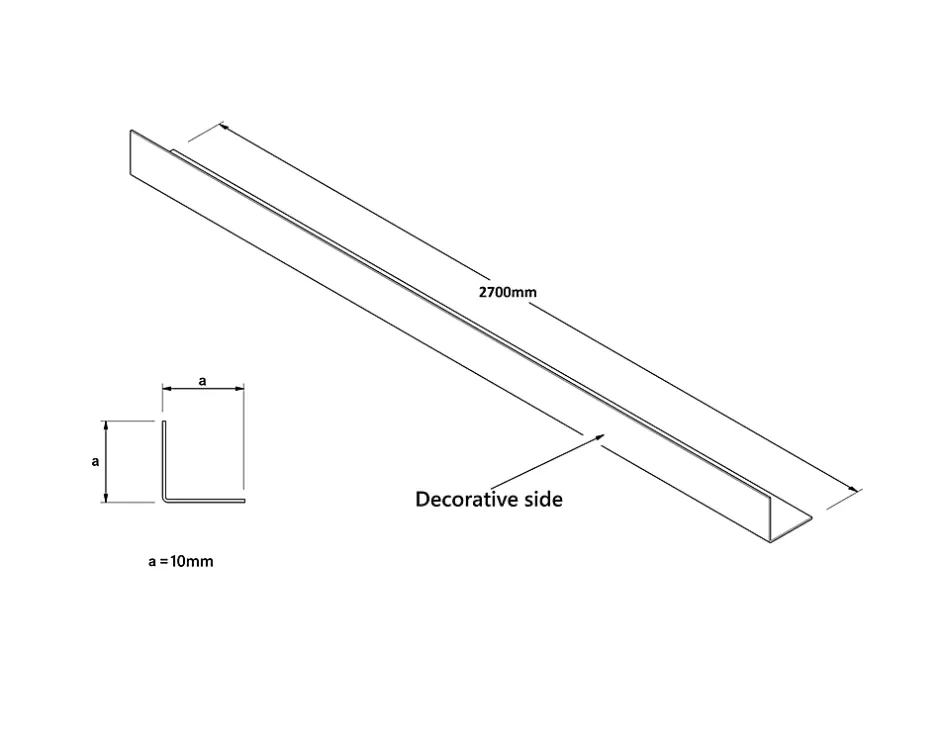 Ilcom Profilé décoratif L Angle extérieur en acier inoxydable 10 mm x 10 mm x 2700 mm - gunmetal
