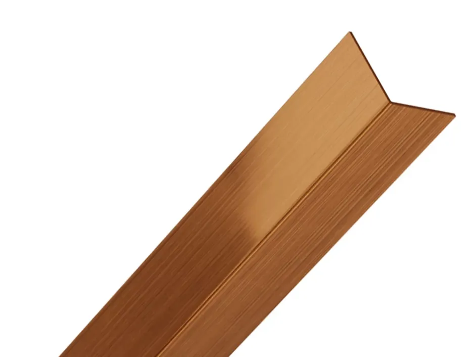 Ilcom Profilé décoratif L Angle extérieur en acier inoxydable 30 mm x 30 mm x 2700 mm - cuivre satiné