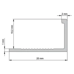Diall Profilé de carrelage intérieur droit aluminium brut chromé lisse L.2,5m x l.2,2cm x ep.10mm