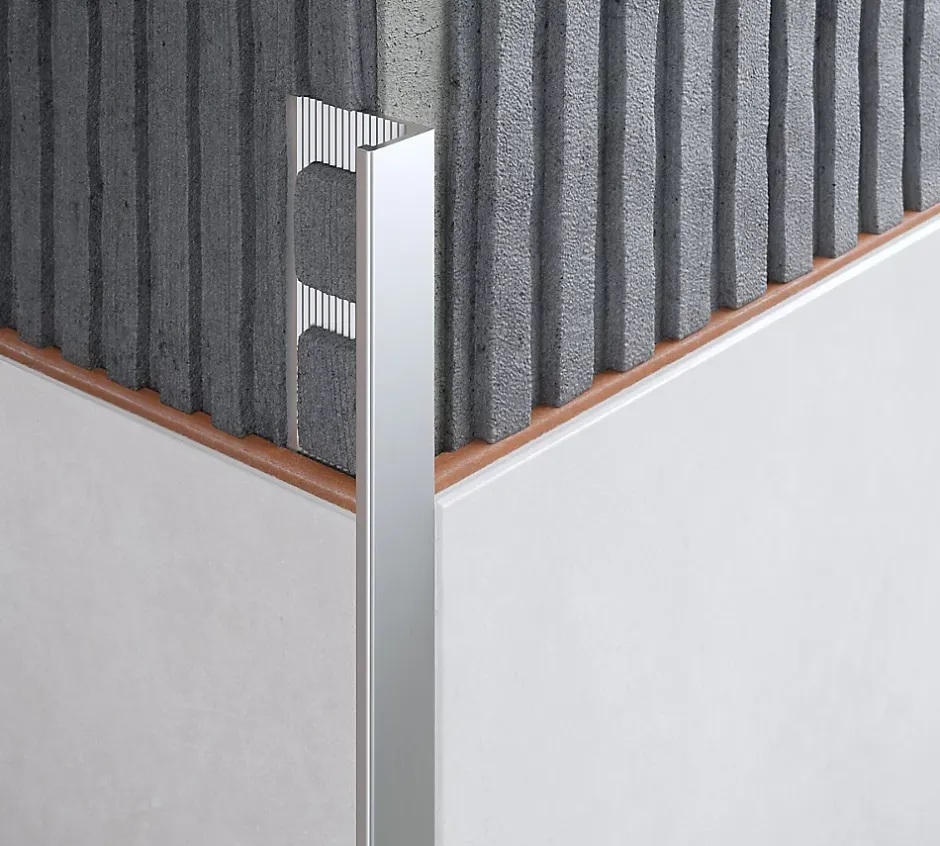 Profilé de carrelage intérieur droit aluminium argent anodisé mat L.2,5m x l.2,2cm x ep.10mm-Diall New