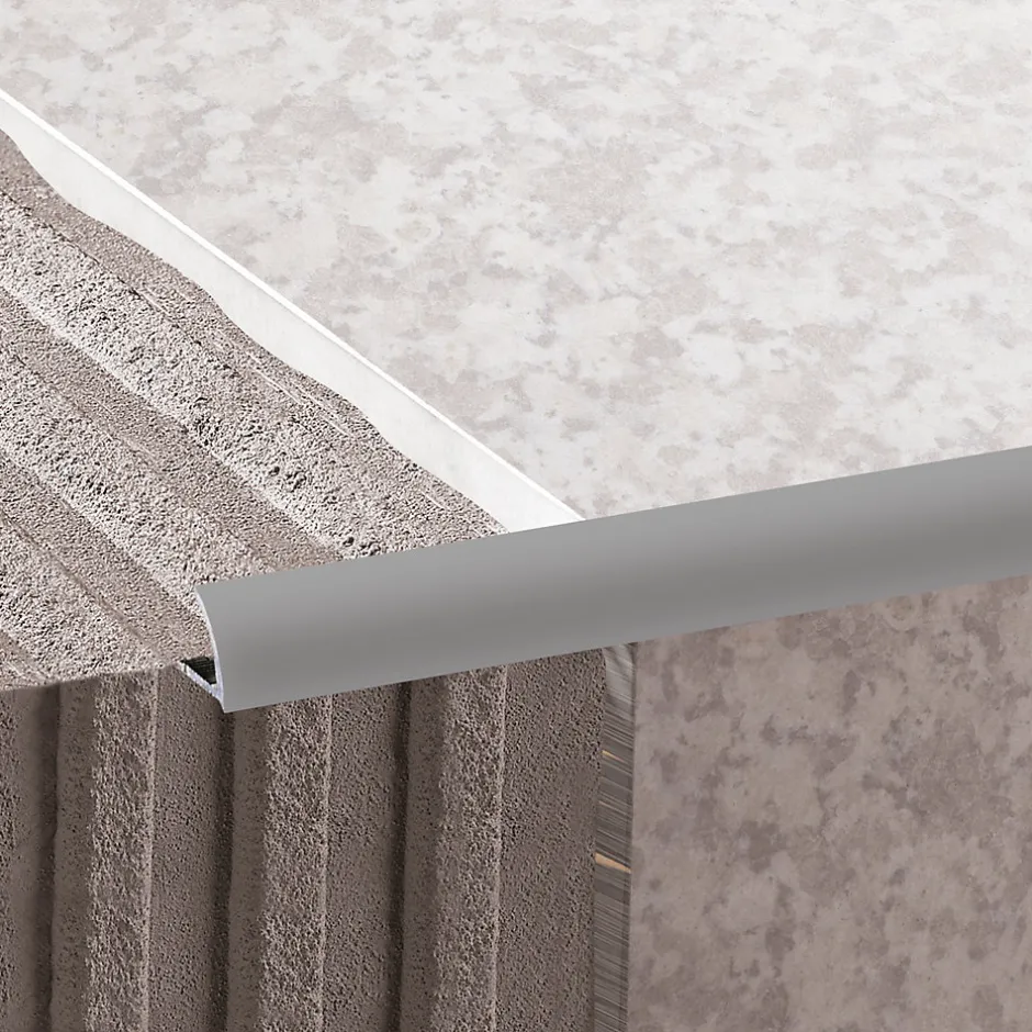 Profilé de carrelage intérieur rond PVC gris lisse L.2,5m x l.2,7 cm x ep.9mm-Diall Hot