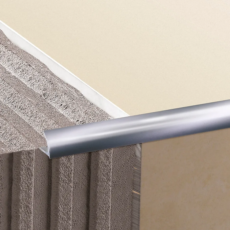 Profilé de carrelage intérieur rond aluminium effet chromé poli L.2,5m x l.2,7cm x ep.9mm-Diall Clearance